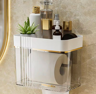 Punch Free Toilet Paper Holder, Paper Towel Bathroom Organizer, Hand Wiping Tissue Dispenser, Toilet Tissue Rack