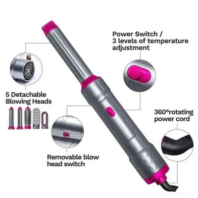 5 in 1 Hair Dryer & Styler – Curling, StraightNER - HAYANO