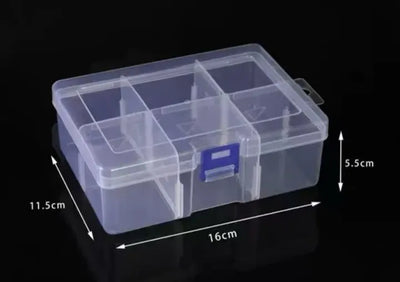 6 Compartment Transparent Plastic Box, Adjustable Plastic Storage Box, Multiple Compartments Jewelry Box