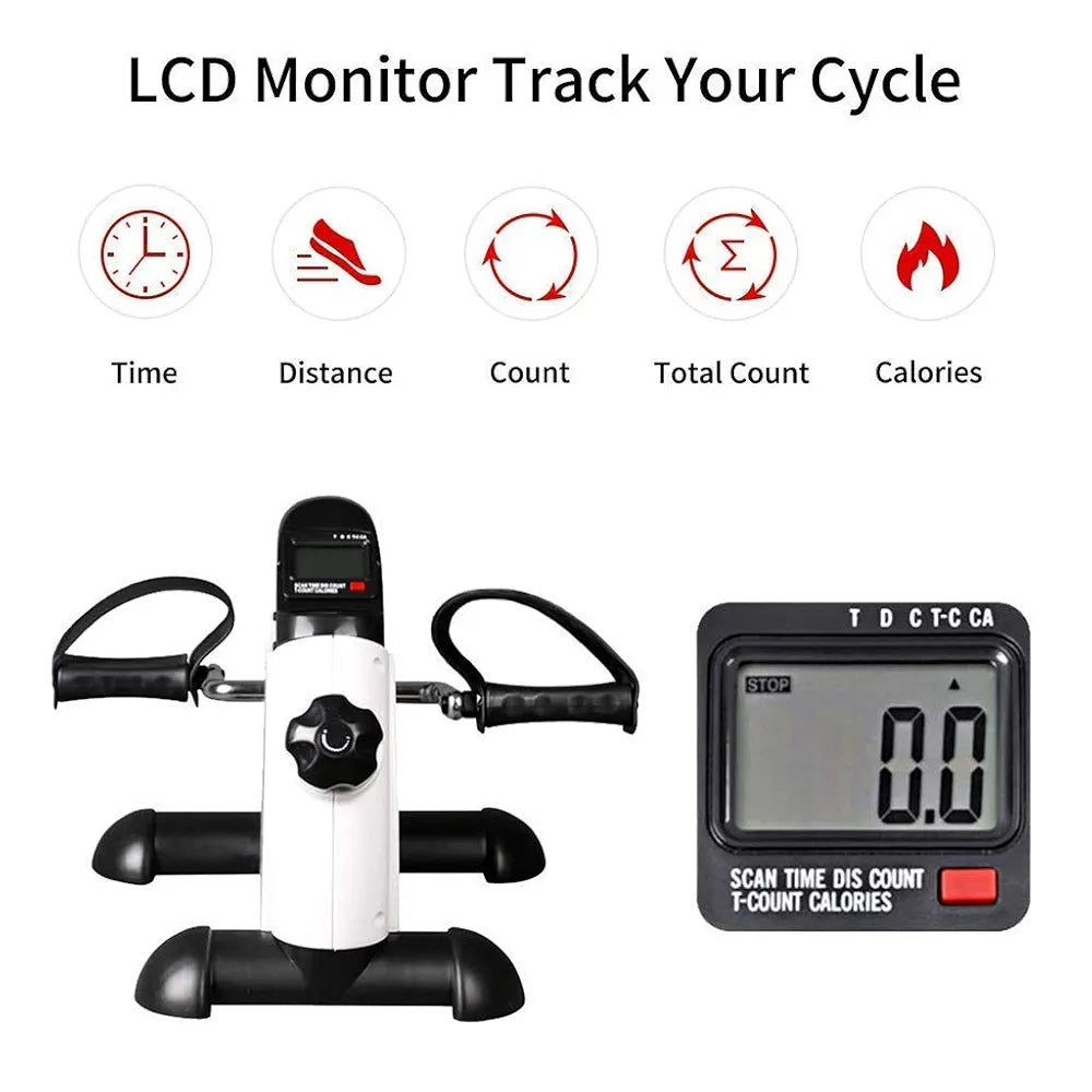 Exercise Pedal Exerciser, Mini Cycle Bike Tension Adjustable with Electronic Display for Legs and Arms