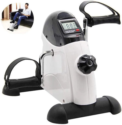 Exercise Pedal Exerciser, Mini Cycle Bike Tension Adjustable with Electronic Display for Legs and Arms