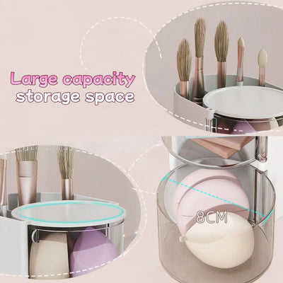 Smart Vanity Organizer, Rotating Makeup Storage Box, Mini Makeup Organizer, Dustproof Cosmetic Organizer