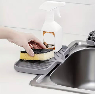 Multifunctional Silicone Sink Drainer, Countertop Sink Scrubber And Soap Rack, Sponge And Brush Organizer Tray