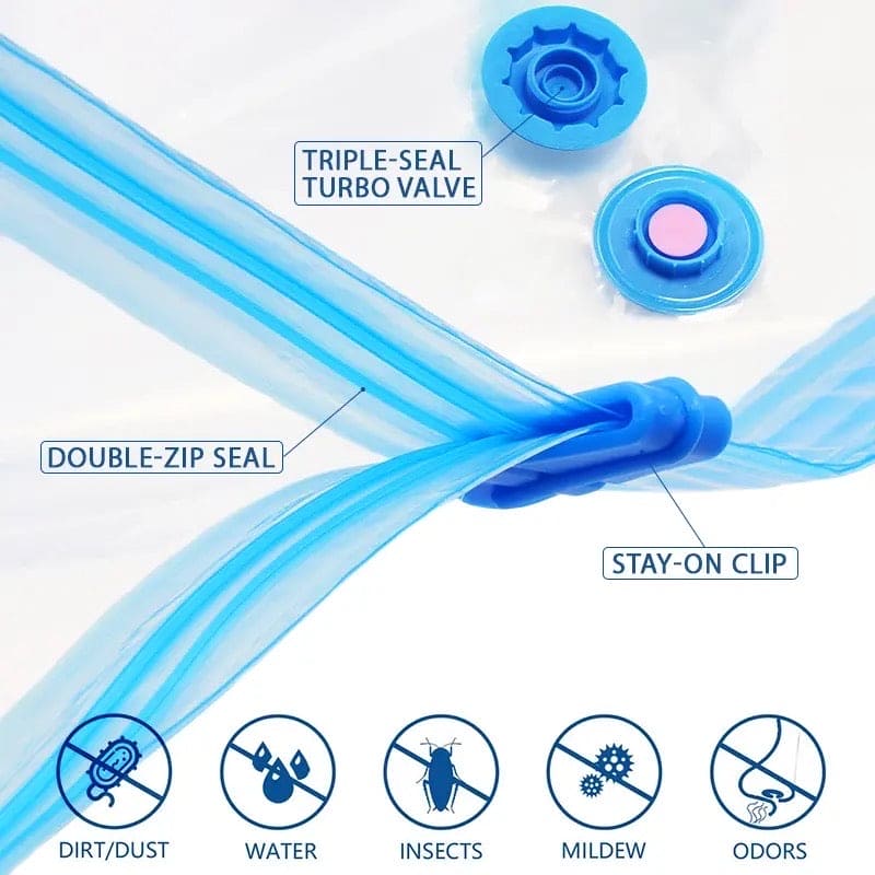 Set Of 5 Vacuum Storage Bags, Pillows Bedding Closet Home Organizer, Space Saver Vacuum Storage Bags, Vacuum Sealing Bag With Double Zip, Vacuum Sealer Bags for Comforters, Blankets, Bedding, Clothing