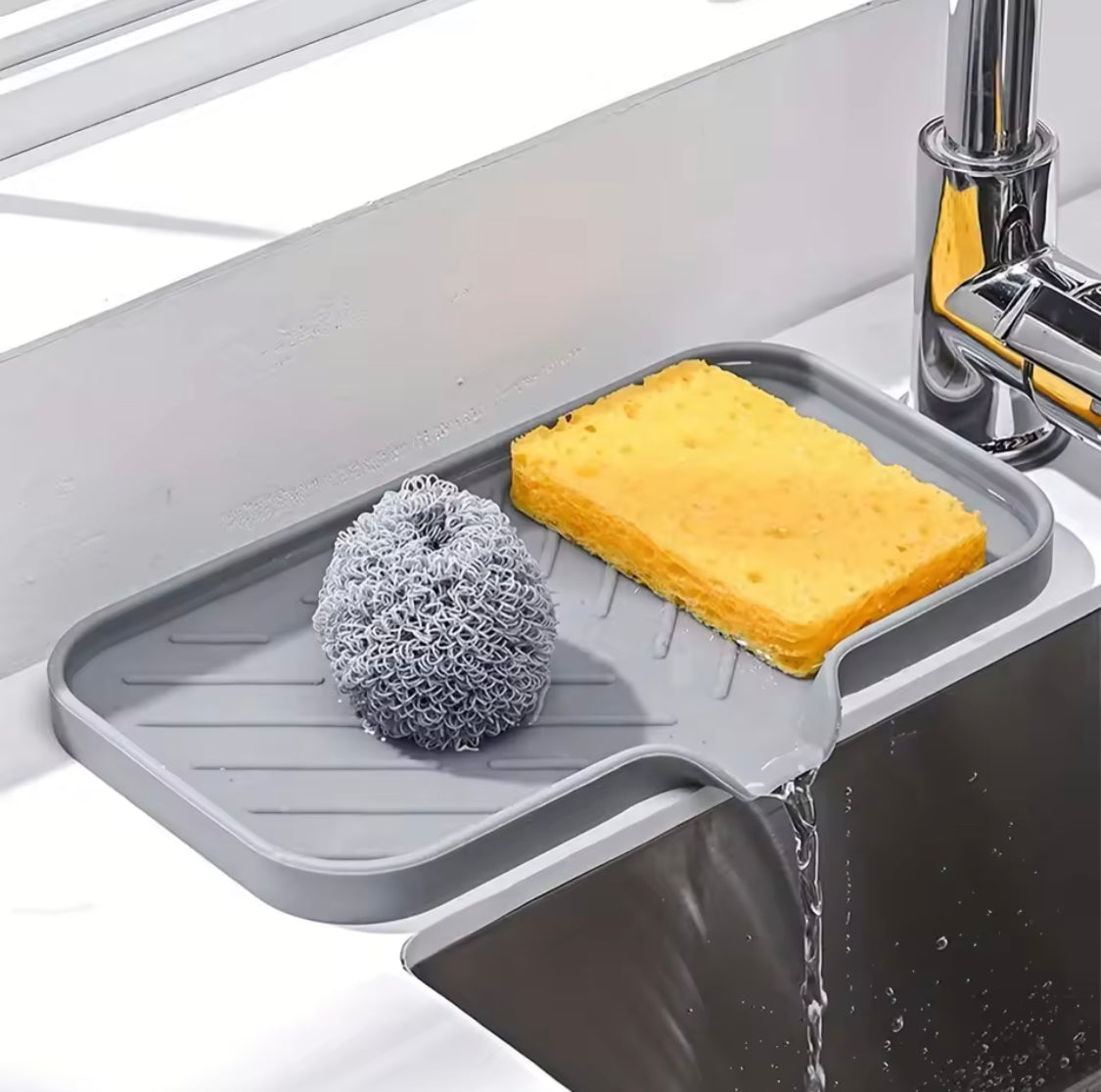Multifunctional Silicone Sink Drainer, Countertop Sink Scrubber And Soap Rack, Sponge And Brush Organizer Tray