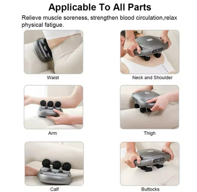 6-Head Fascia Muscle Massager Gun – Deep Tissue Relief for Back, Waist, and Legs