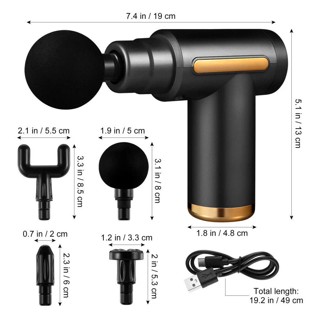 Mini Massage Gun, Percussion Deep Tissues Muscle Massager Gun with 6 Speeds